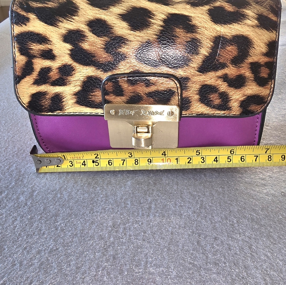 Betsey Johnson Purple, Red & Leopard Crossbody with Gold Chain - Picture 8 of 8